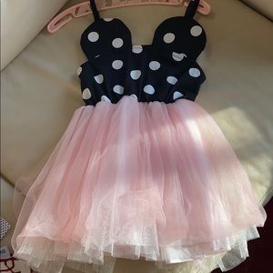 Pink tutu and black polka dot top